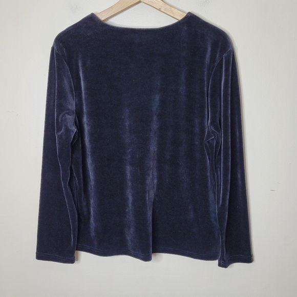 Bechamel Holiday Velvet Top PL Snowflakes Rhinestone Winter Christmas Party - Picture 5 of 7